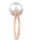 ფოტო #4 პროდუქტის Freshwater Cultured Pearl (9.5-10mm) and Diamond (1/4 ct. t.w.) Cocktail Ring in 14k Rose Gold