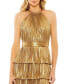 Women's Ieena Heat Pleated Tiered Ruffle Metallic Gown