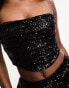 Фото #4 товара ASOS DESIGN sequin strapless corset top in black