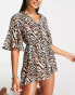 Фото #2 товара ASOS DESIGN button through beach over shirt in animal print