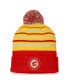 Фото #1 товара Men's Red, Gold Calgary Flames True Classic Retro Cuffed Knit Hat with Pom