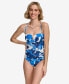 Фото #3 товара Women's Shirred Tummy-Control Split-Cup Bandeau One-Piece Swimsuit