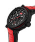 ფოტო #2 პროდუქტის Men's Quartz Red Genuine Leather Watch 49mm