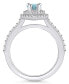 ფოტო #3 პროდუქტის Aquamarine and Diamond Accent Halo Ring in 14K White Gold