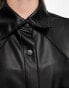 Фото #3 товара Pull&Bear faux leather overshirt in black