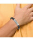 ფოტო #2 პროდუქტის Stainless Steel Black Leather Rubber Adjustable ID Bracelet