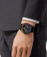 Фото #5 товара Men's Automatic The $keleton Rainbow Crystal and Black Silicone Strap Watch 44mm