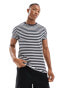 Tommy Hilfiger stretch slim fit t-shirt in navy/white