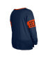 Фото #2 товара Women's Navy Chicago Bears Plus Size Lace-Up Notch Neck Long Sleeve T-shirt