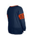 ფოტო #2 პროდუქტის Women's Navy Chicago Bears Plus Size Lace-Up Notch Neck Long Sleeve T-shirt