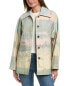 Lafayette 148 New York Swing Leather-Trim Coat Women's Green Xs