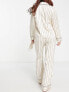 Calvin Klein premium satin revere pyjama and eyemask gift set in cream stripe