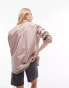 Topshop oversized poplin shirt in taupe Серо-коричневый, 38 - фото #4