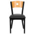 Фото #3 товара Hercules Series Black Circle Back Metal Restaurant Chair - Natural Wood Back, Black Vinyl Seat