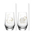 Фото #1 товара Набор 2 стаканов LEONARDO PRESENTE + 2 стеклянные трубочки с рисунком "Enjoy"