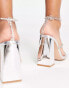 Simmi London Wide Fit Inez block heel embellished sandals in silver