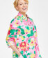Фото #3 товара Petite 100% Linen Printed Button-Front Shirt, Created for Macy's