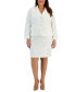 Plus Size Tonal-Check-Print 3-Button Skirt Suit