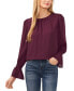 Фото #1 товара Women's Crewneck Long Sleeve Smocked Ruffle Cuff Blouse