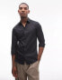 Фото #1 товара Topman long sleeve formal slim fit sateen shirt in black