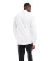 ASOS DESIGN slim shirt with collar bar detail in white Белый, L - Chest 42 - фото #2