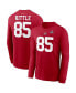 Фото #1 товара Men's George Kittle Scarlet San Francisco 49ers Super Bowl LVIII Patch Player Name and Number Long Sleeve T-shirt