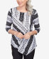 ფოტო #5 პროდუქტის Women's World Traveler Spliced Stripe Asymmetric Hem Top with Necklace