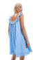 Фото #4 товара Neon Rose bow detail cami mini smock dress in baby blue