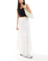 Pull&Bear tiered maxi skirt in white