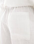 Фото #5 товара ASOS DESIGN Petite wide leg pull on trouser with linen in white