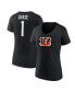 Women's Ja'Marr Chase Black Cincinnati Bengals Player Icon Name and Number V-Neck T-shirt