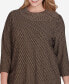 Plus Size Split Cowl Neck Textured Herringbone Jacquard Knit Top