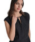 ფოტო #3 პროდუქტის Women's Crewneck Pleated Cap Sleeve Blouse