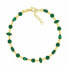 Glittering gold plated bracelet with green zircons BRC112Y