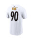 Фото #3 товара Men's T.J. Watt White Pittsburgh Steelers Player Name and Number T-shirt