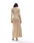 Pretty Lavish sequin long sleeve knit maxi dress in champagne gold