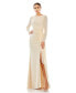 Women's Ieena Sequined Ruched Long Sleeve Boat Neck Gown