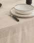 Checked linen tablecloth with fringing