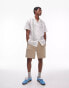 Topman short sleeve revere broderie pattern shirt in white