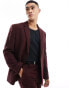 Фото #2 товара ASOS DESIGN slim fit wool mix suit jacket in burgundy twill