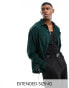 Фото #1 товара ASOS DESIGN boxy oversized shirt with draw tie detailing in dark green