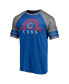 ფოტო #4 პროდუქტის Men's Heather Royal Chicago Cubs Utility Two-Stripe Raglan Tri-Blend T-shirt