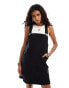 Monki denim mini dungaree dress in black