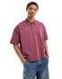 ASOS DESIGN oversized heavyweight polo in washed burgundy