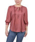 ფოტო #1 პროდუქტის Petite Elbow Sleeve Satin Blouse