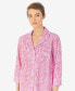 Womens 3/4 Sleeve Cotton Notch Collar Capri Pant Pajama Set