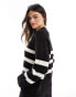 Фото #4 товара Selected Femme Bloomie cardigan in black white stripe