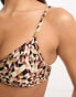 New Look geo print v bikini top in brown pattern Коричневый, 34 - фото #3