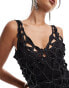 Фото #2 товара ASOS DESIGN embellished open cutwork mini dress in black