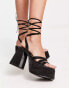 Фото #3 товара Topshop Skye ankle tie platform sandal in black